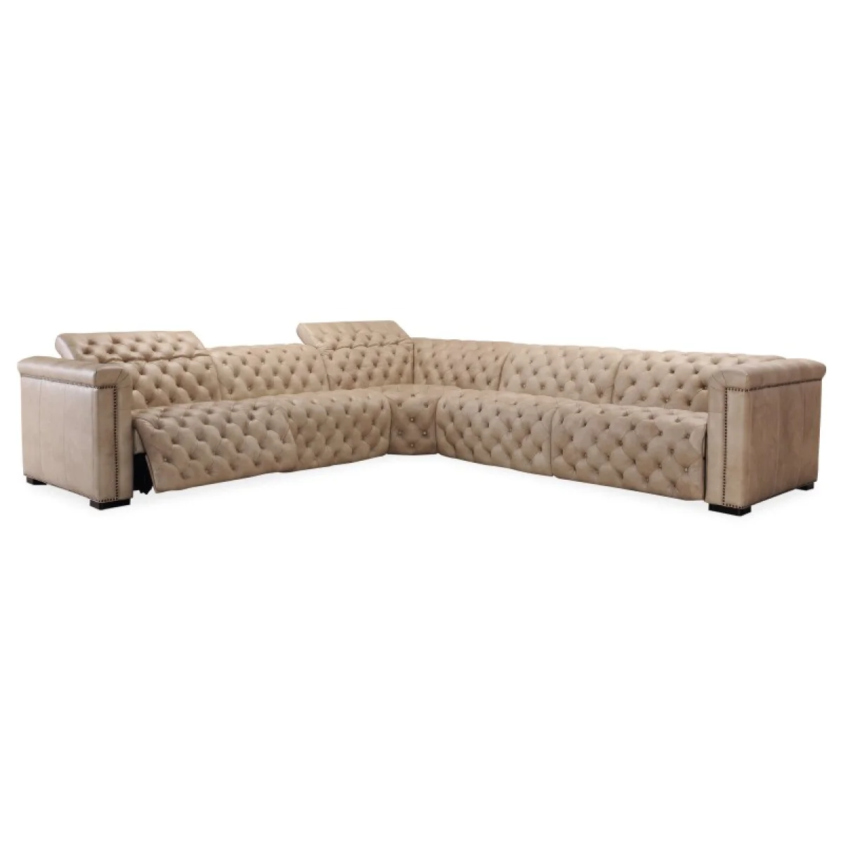 MS Savion Grandier 5-Piece Sectional with Power Recline & Power Headrest Sectionals Brown 8