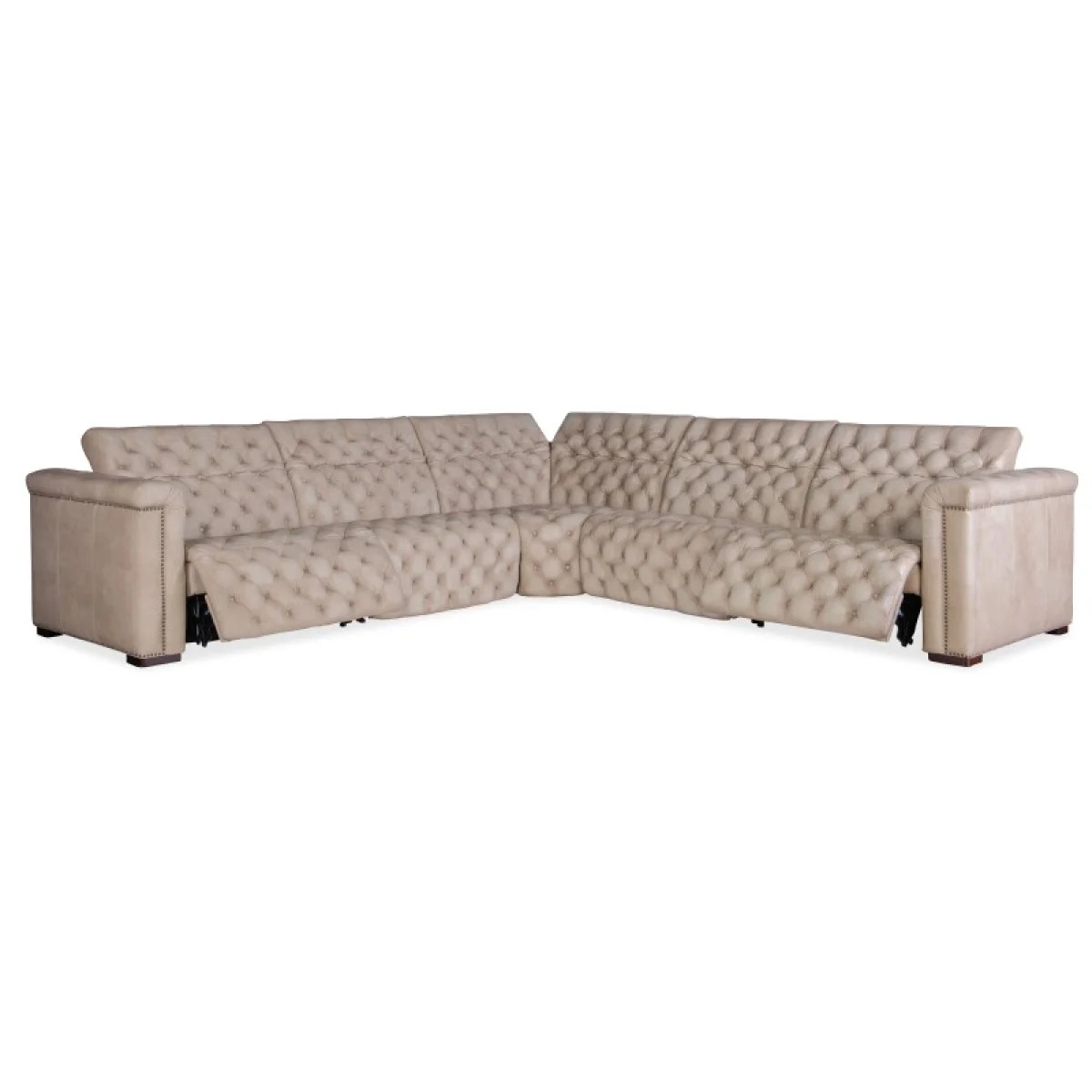 MS Savion Grandier 5-Piece Sectional with Power Recline & Power Headrest Sectionals Brown 9