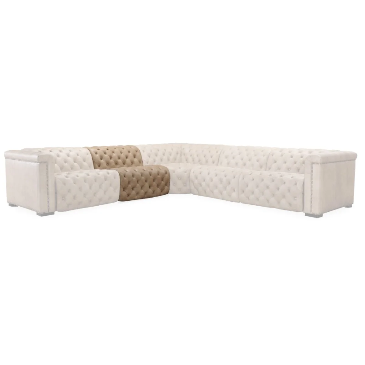 MS Savion Grandier 5-Piece Sectional with Power Recline & Power Headrest Sectionals Brown 13