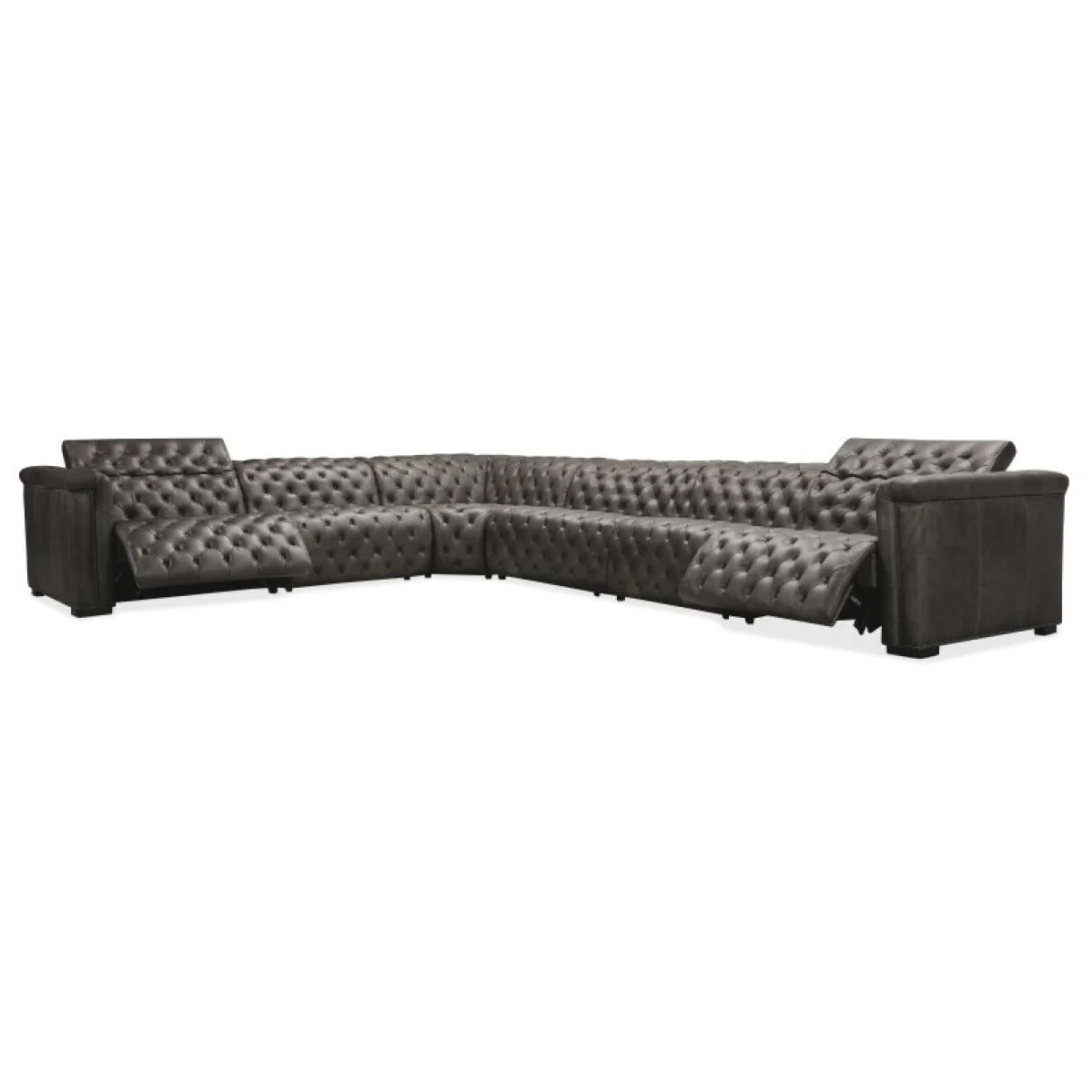 MS Savion Grandier 6-Piece Sectional with Power Recline & Power Headrest Sectionals Brown 4