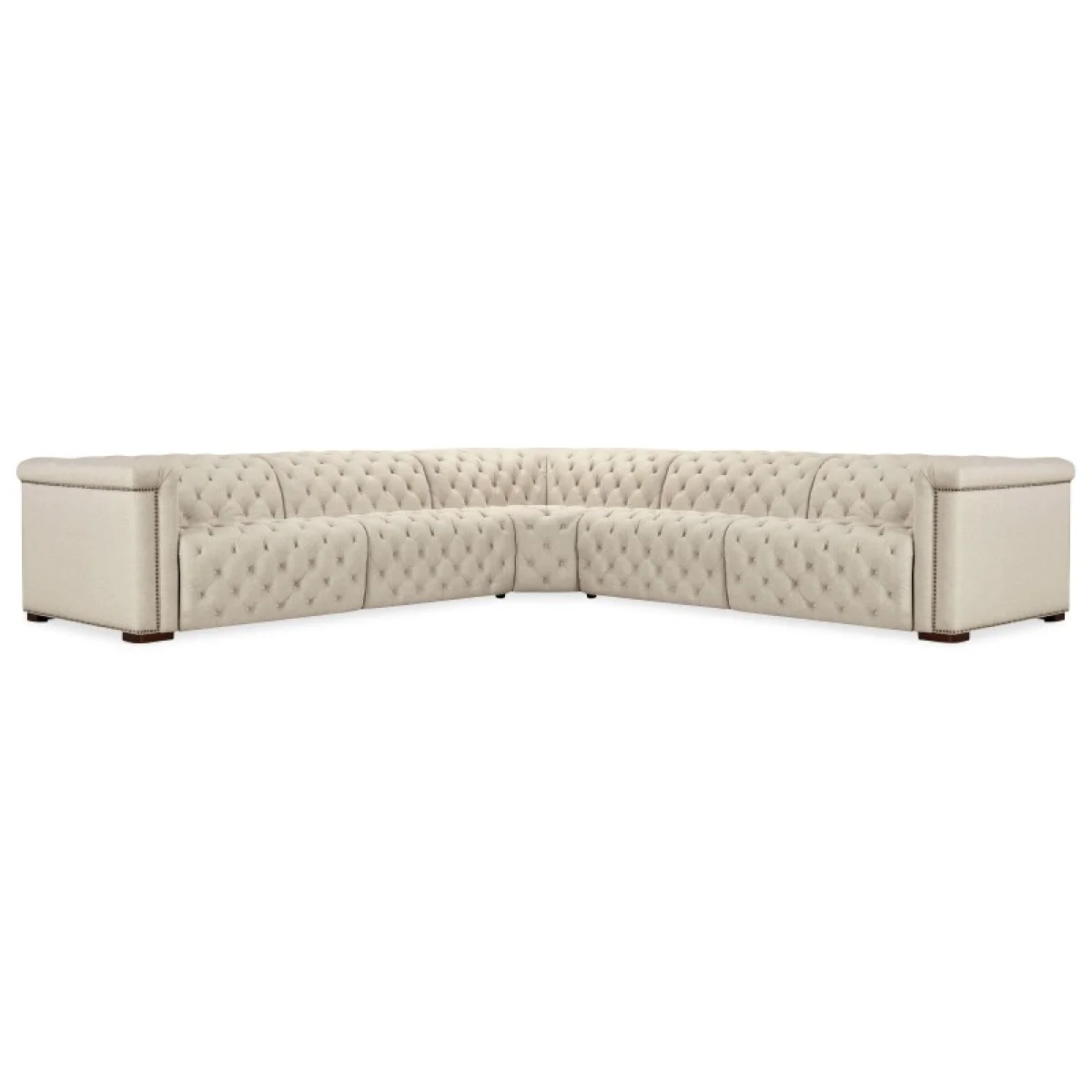 SS Savion Deux 5 Seat Sectional with Three Power Recliners and Six Power Headrests Sectionals Beige 4