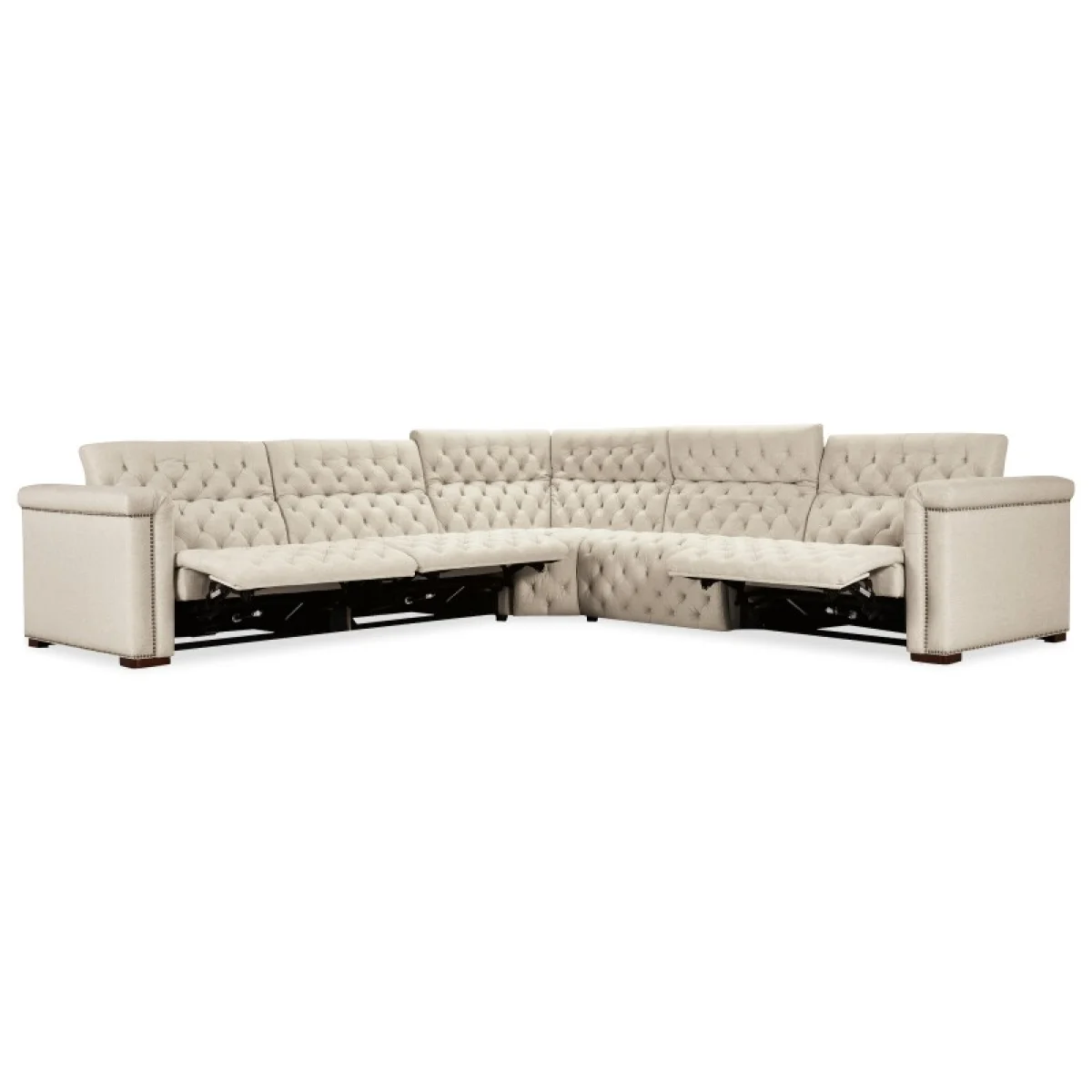 SS Savion Deux 5 Seat Sectional with Three Power Recliners and Six Power Headrests Sectionals Beige 9