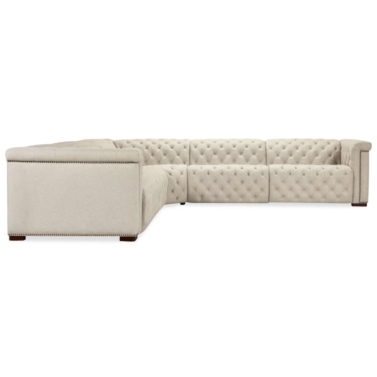 SS Savion Deux 5 Seat Sectional with Three Power Recliners and Six Power Headrests Sectionals Beige 12