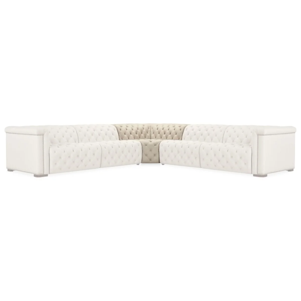 SS Savion Deux 5 Seat Sectional with Three Power Recliners and Six Power Headrests Sectionals Beige 17