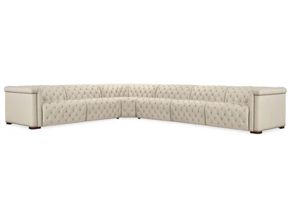 SS Savion Deux 6 Seat Sectional with Three Power Recliners and Seven Power Headrests Sectionals Beige