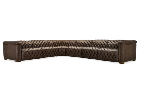 SS Savion Deux 6 Seat Sectional with Four Power Recliners and Seven Power Headrests Sectionals Brown