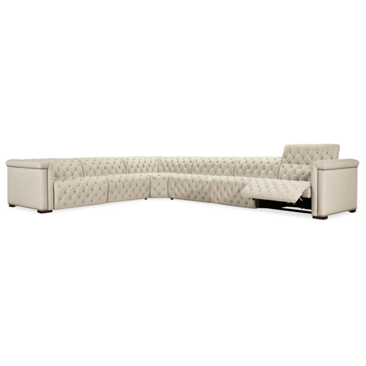 SS Savion Deux 6 Seat Sectional with Four Power Recliners and Seven Power Headrests Sectionals Beige 6