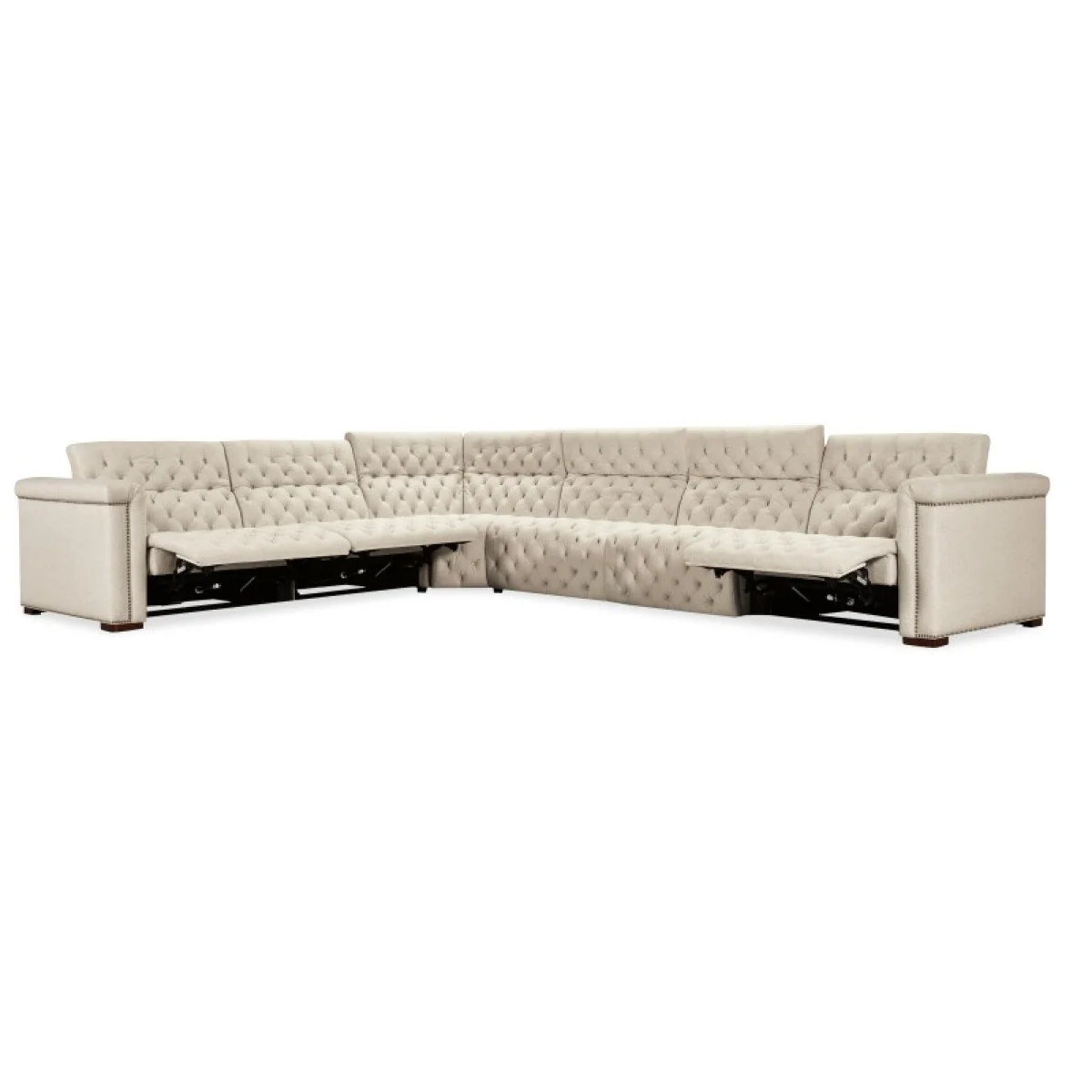 SS Savion Deux 6 Seat Sectional with Four Power Recliners and Seven Power Headrests Sectionals Beige 9