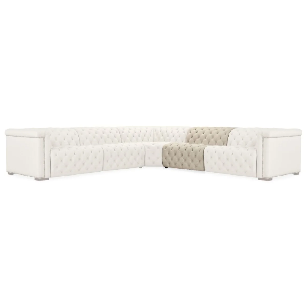 SS Savion Deux 6 Seat Sectional with Four Power Recliners and Seven Power Headrests Sectionals Beige 15