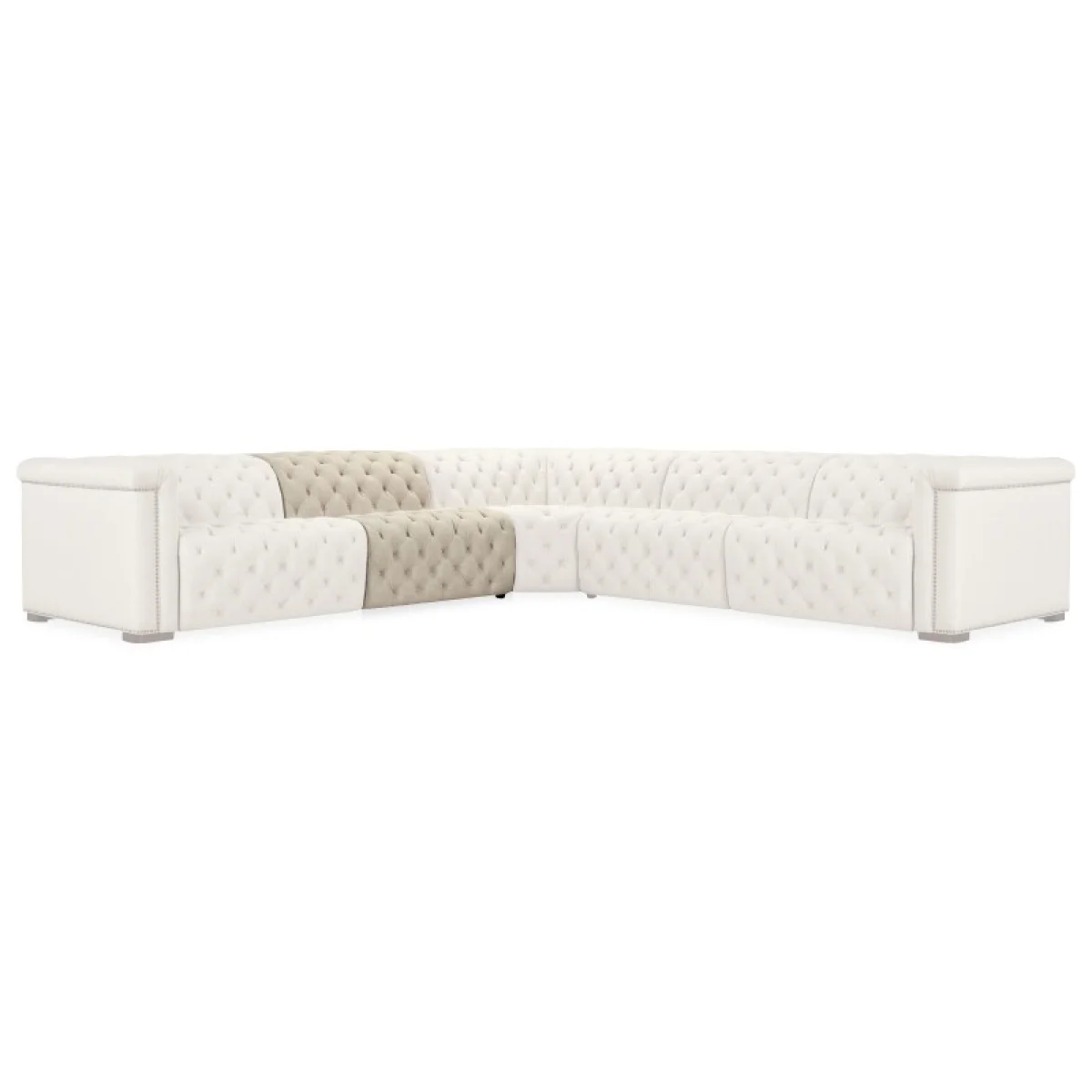 SS Savion Deux 6 Seat Sectional with Four Power Recliners and Seven Power Headrests Sectionals Beige 16