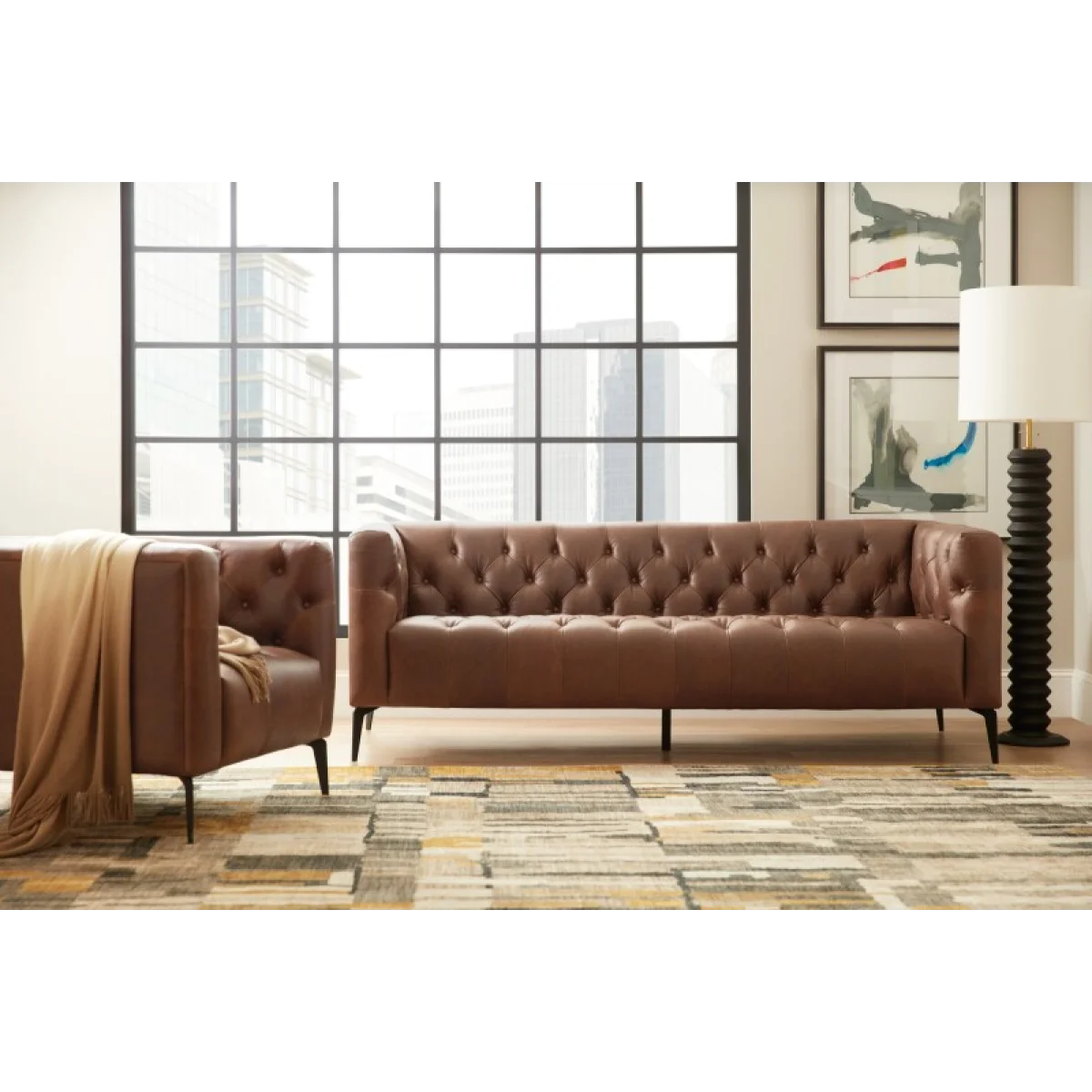 SS Nicolla Leather Stationary Chair Chairs Brown 8