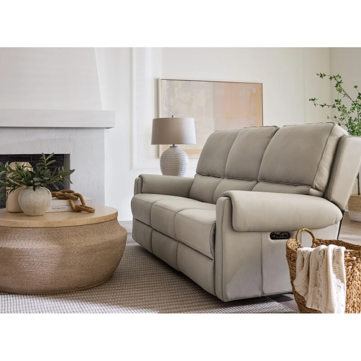 SS Somers Sofa with Power Recline & Power Headrest Sofas Cream 12