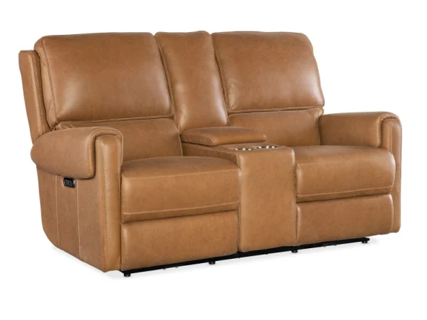 SS Somers Console Loveseat with Power Recline & Power Headrest Loveseats Brown