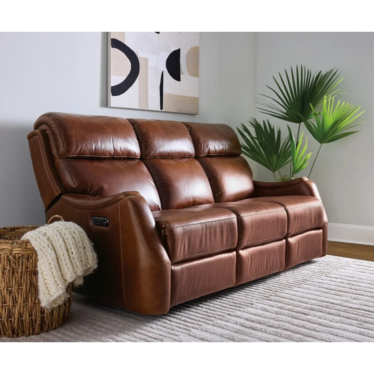 MS Harlan Zero Gravity Sofa with Power Recline & Power Headrest Sofas Brown 12