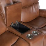 MS Crosby Zero Gravity Power Console Loveseat with Power Headrest and Lumbar Loveseats Brown 15