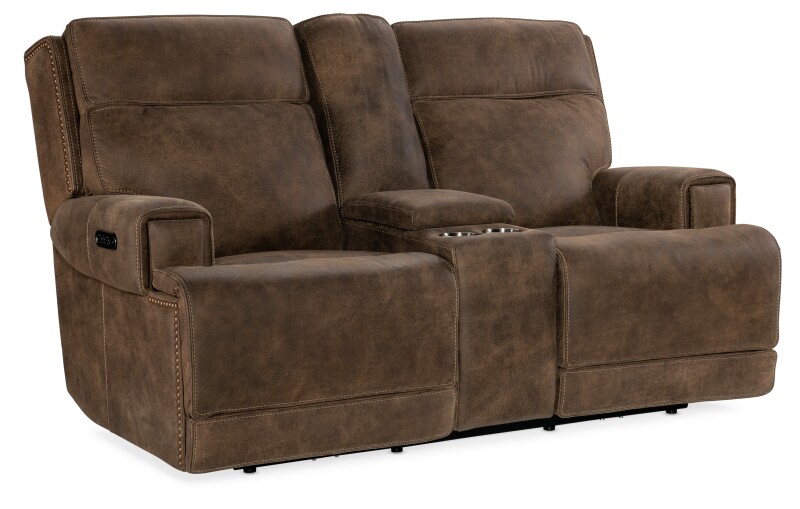 MS Wheeler Console Loveseat with Power Recline & Power Headrest