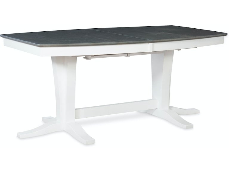 Milano Double Pedestal Extension Table in Heather Gray & White