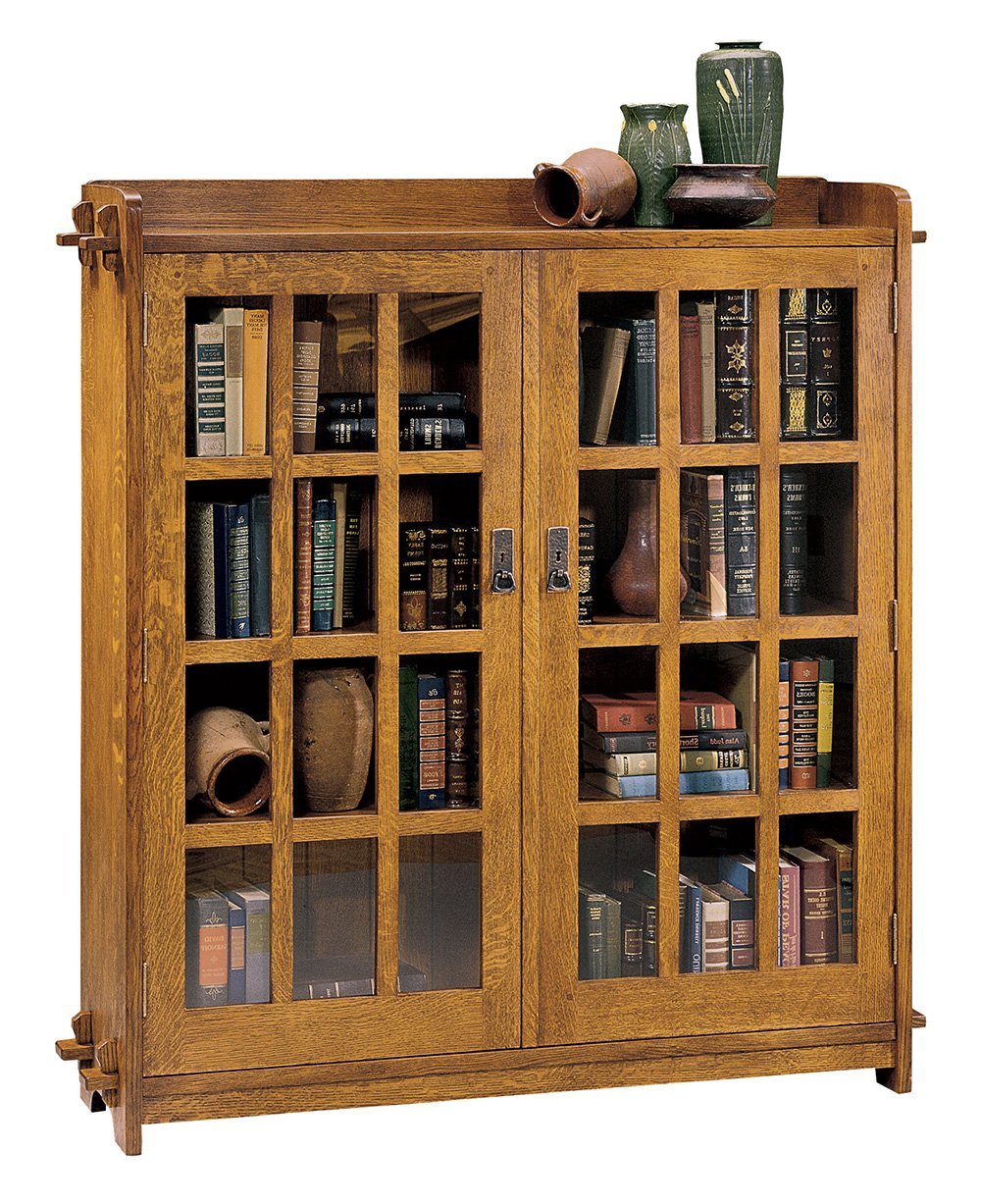 Mission Double Bookcase with Glass Doors