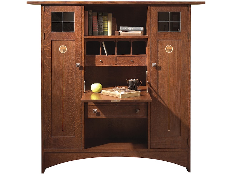 Mission Ellis Fall-Front Bookcase with Glass Doors