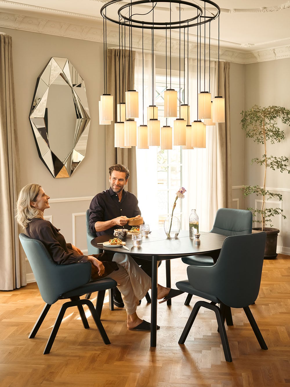 Stressless Mint L Low Arm D200 Pal Teal Blue Black 4 GM 1