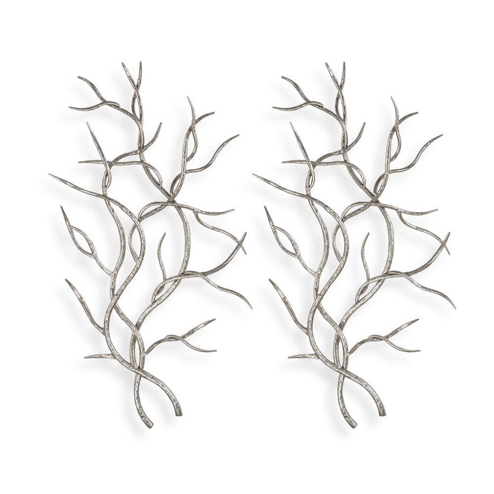Silver Branches Metal Wall Decor, S/2