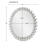 Cyra Wood Round Mirror, Aged Ivory - Image 7