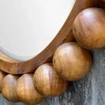 Cyra Wood Round Mirror, Walnut - Image 9