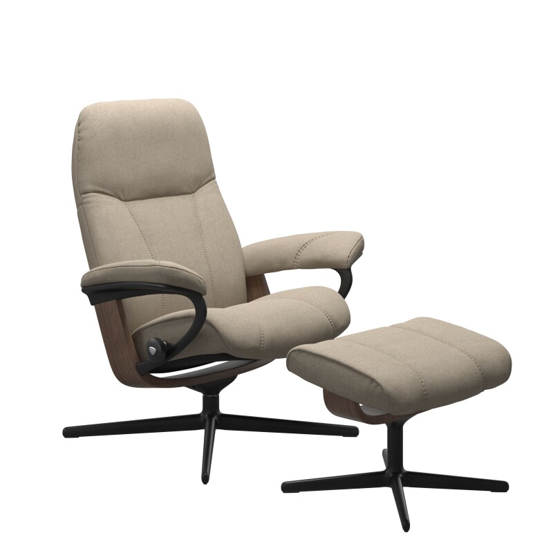 Stressless® Consul (M) Cross Base Recliner with Ottoman