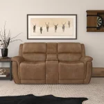 Beau Silt Fabric Power Reclining Loveseat with Console & Power Headrests - Image 3