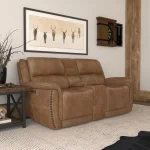 Beau Silt Fabric Power Reclining Loveseat with Console & Power Headrests - Image 7