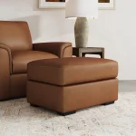 Henry Caramel Leather Ottoman - Image 3