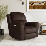 Henry Burnt Umber Leather Power Recliner with Power Headrest & Lumbar - Image 6
