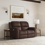 Henry Burnt Umber Leather Power Reclining Loveseat with Power Headrests & Lumbar - Image 3