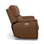 Henry Caramel Leather Power Reclining Loveseat with Power Headrests & Lumbar - Image 5