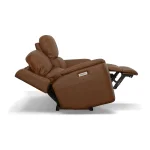 Henry Caramel Leather Power Reclining Loveseat with Power Headrests & Lumbar - Image 8