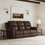 Henry Burnt Umber Leather Power Reclining Sofa with Power Headrests & Lumbar - Image 3