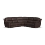 Henry Burnt Umber Leather Power Reclining Sectional with Power Headrest & Lumbar