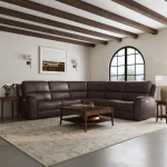 Henry Burnt Umber Leather Power Reclining Sectional with Power Headrest & Lumbar - Image 3