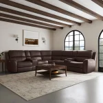 Henry Burnt Umber Leather Power Reclining Sectional with Power Headrest & Lumbar - Image 9