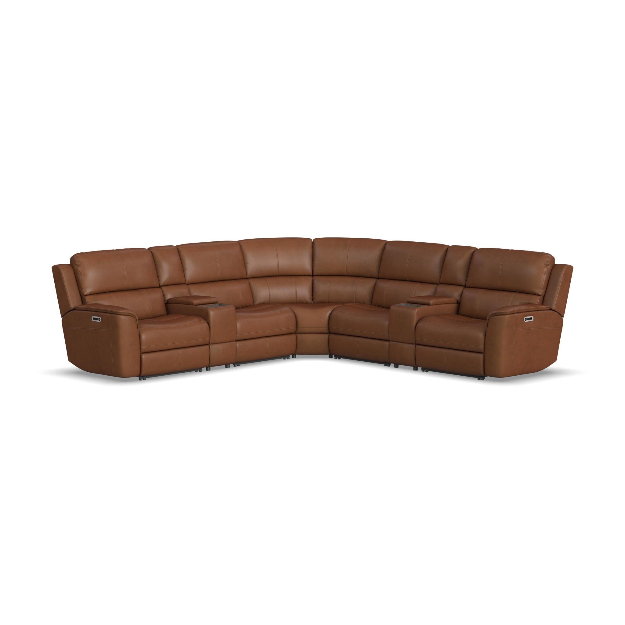 Henry Leather Power Reclining Sectional with Power Headrests & Lumbar