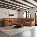 Henry Leather Power Reclining Sectional with Power Headrests & Lumbar - Image 3
