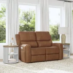 Linden Caramel Leather Power Reclining Loveseat with Power Headrests & Lumbar - Image 3