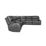 Linden Charcoal Leather Power Reclining Sectional with Power Headrest & Lumbar - Image 5