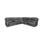 Linden Charcoal Leather Power Reclining Sectional with Power Headrest & Lumbar - Image 8