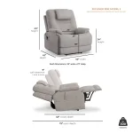 Zecliner Model 2 Dove Fabric Power Sleep Recliner with Power Headrest & Lumbar - Image 6