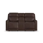 Alister Burnt Umber Leather Power Gliding Loveseat with Console, Power Headrests & Lumbar - Image 4