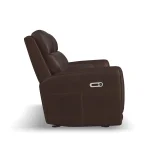 Alister Burnt Umber Leather Power Gliding Loveseat with Console, Power Headrests & Lumbar - Image 5