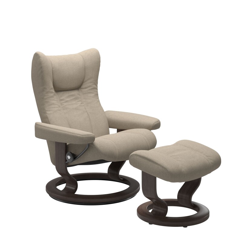 Stressless® Wing (M) Classic Base Recliner with Ottoman