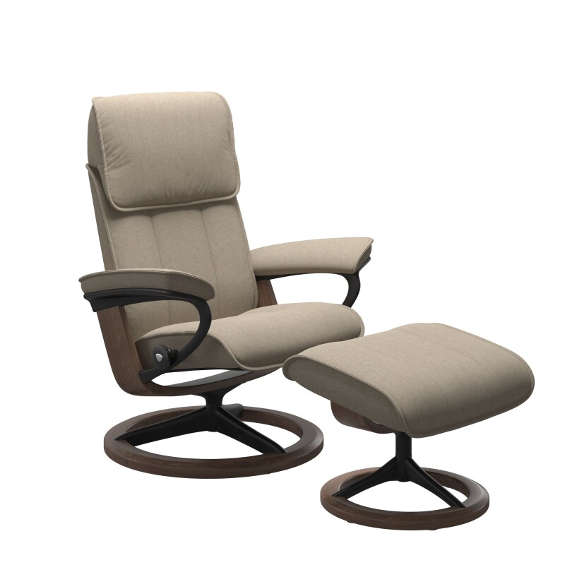 Stressless® Admiral (M) Signature Base Recliner with Ottoman