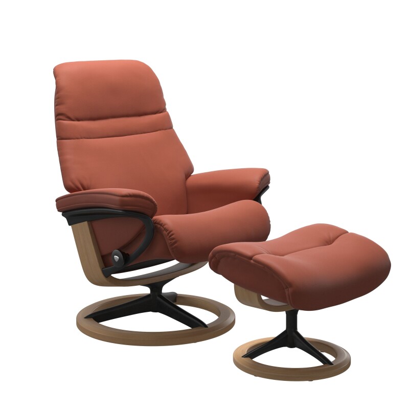 Stressless® Sunrise (M) Signature Base Recliner with Ottoman